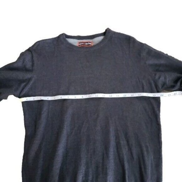 Mott & Grand Men's Medium Sweater Crew Knit Long Sleeve Padded Elbows Charcoal - Picture 7 of 9